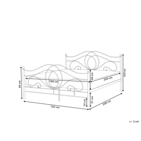 Łóżko metalowe 180 x 200 cm białe LYRA