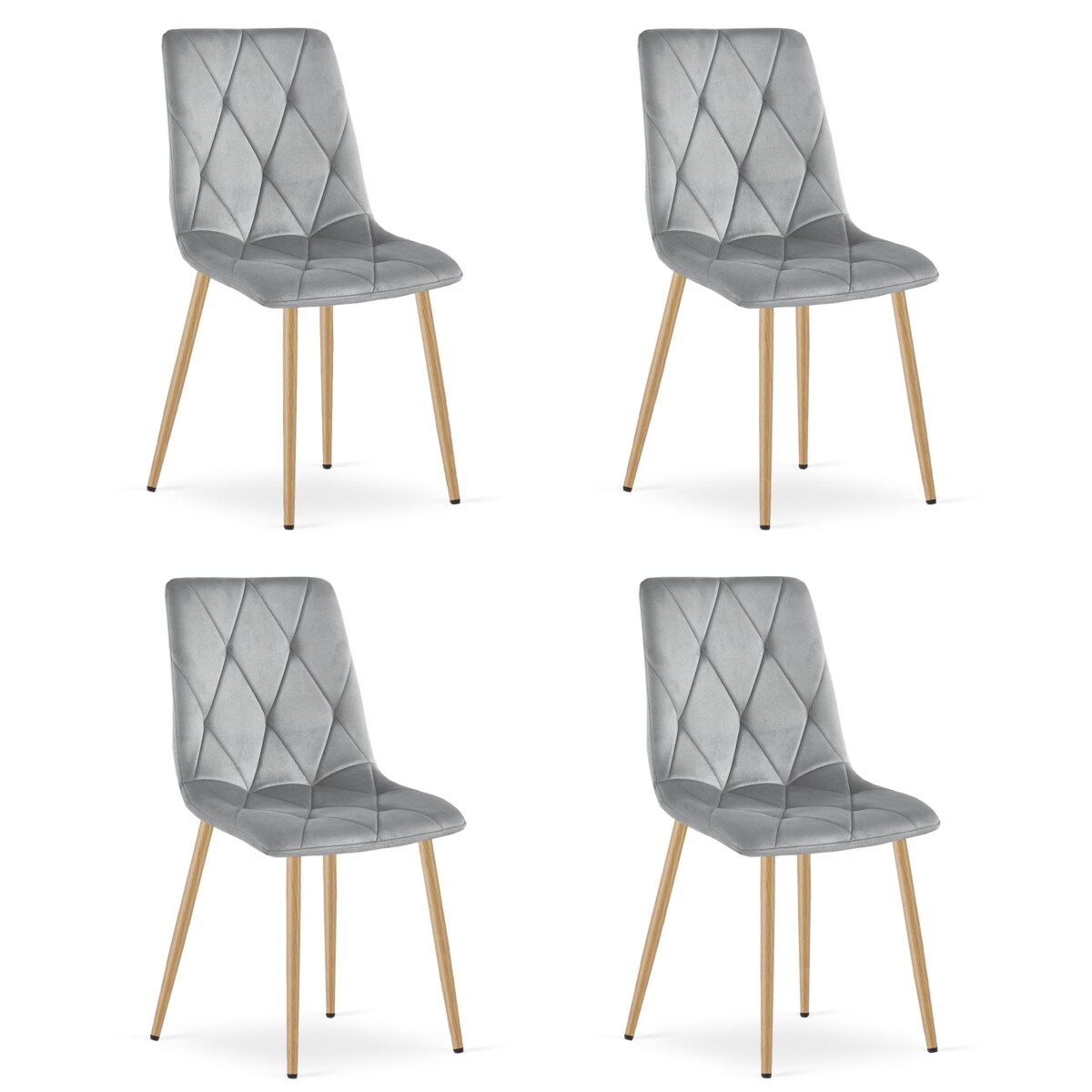 Krzesło Libra nowoczesny design, Jasny Szary Aksamit / Nogi Kolor Drewna X4