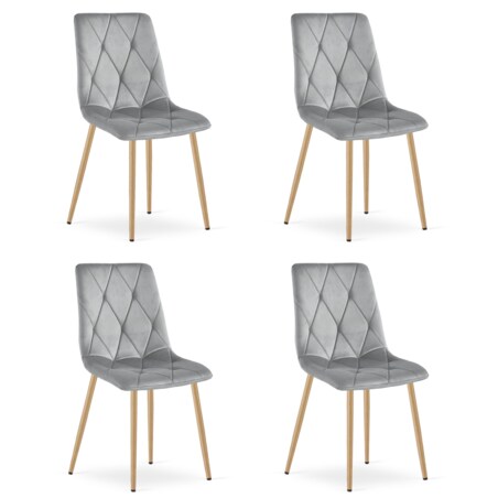 Krzesło Libra nowoczesny design, Jasny Szary Aksamit / Nogi Kolor Drewna X4