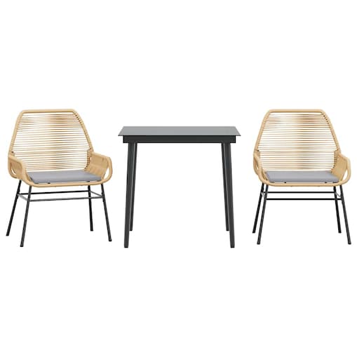 vidaXL 3-częściowy zestaw ogrodowy poduszkami brązowy polirattan szkło