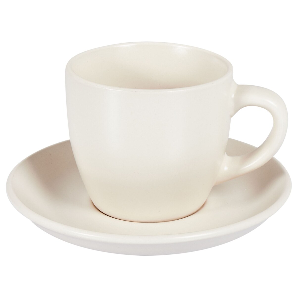 Zestaw 4 filiżanek ze spodkami CARAWAY Kamionka Złamana biel