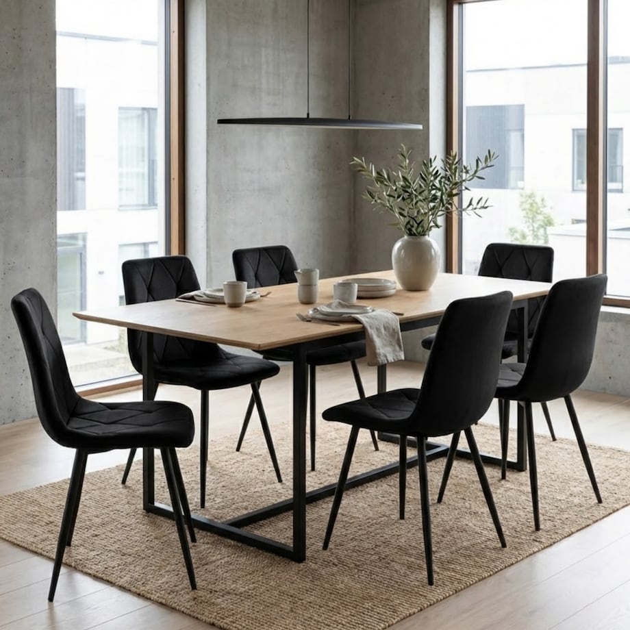 Krzesło tapicerowane welurowe do salonu kuchni jadalni czarne velvet loft