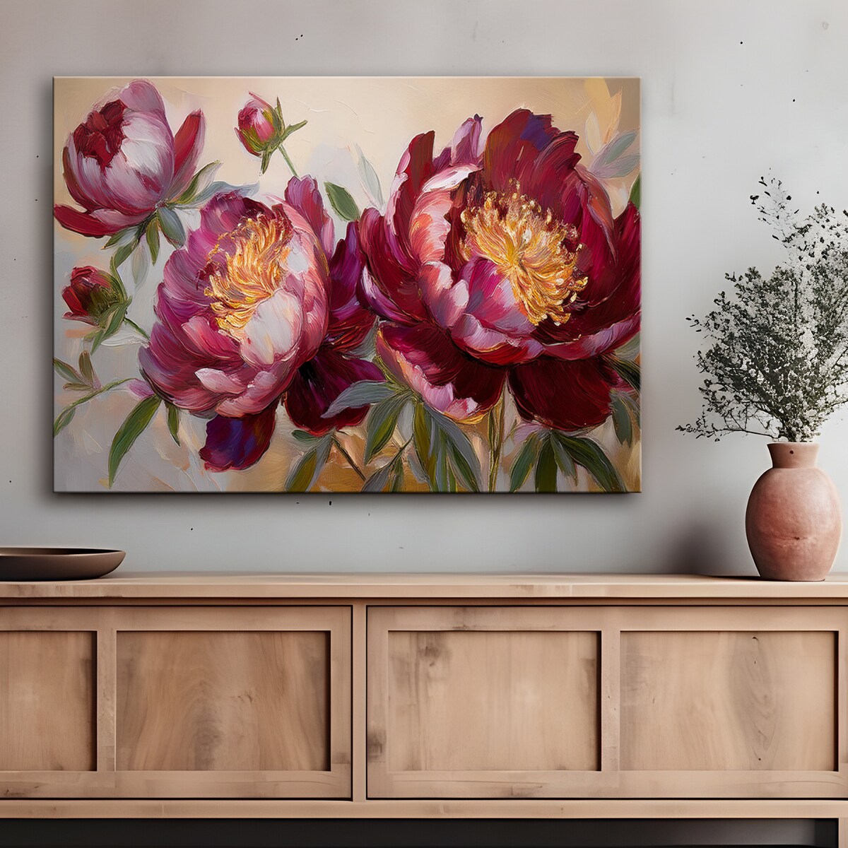 Obrazy do salonu Kwiaty Piwonie Czerwone Natura 100x70