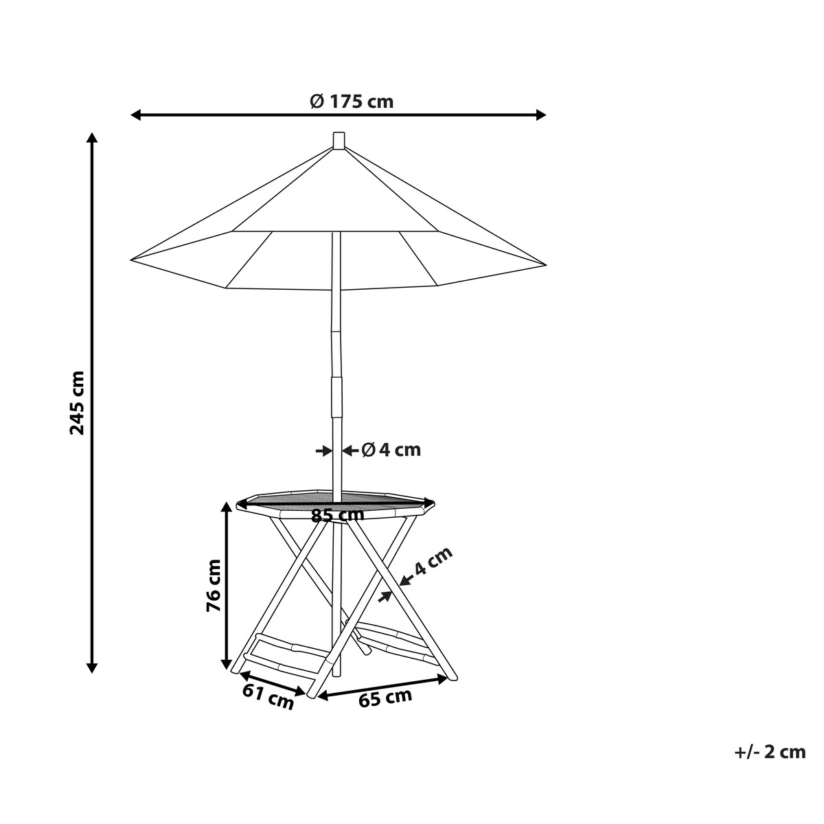 Stolik bistro MOLISE 85 cm 85 cm Bambus Jasnobrązowy