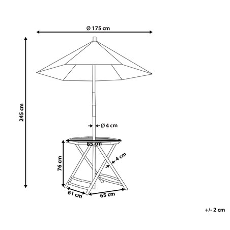 Stolik bistro MOLISE 85 cm 85 cm Bambus Jasnobrązowy