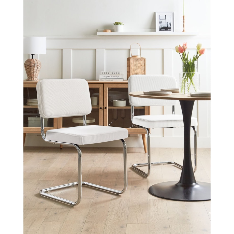 Zestaw 2 krzeseł do jadalni IRWIN Sztruks Złamana biel