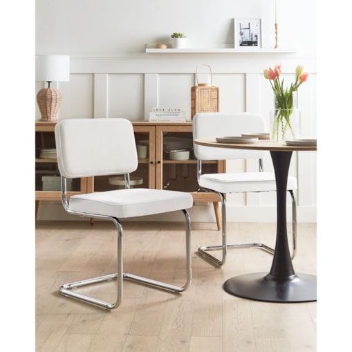 Zestaw 2 krzeseł do jadalni IRWIN Sztruks Złamana biel