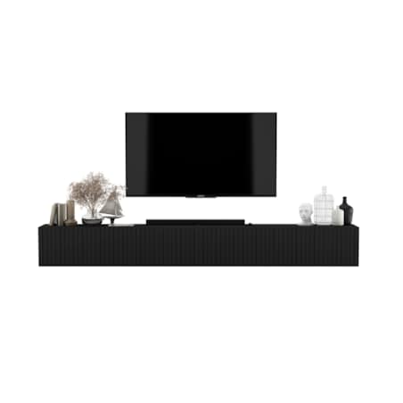 Wisząca Szafka RTV Glamour Nowoczesna Komoda RTV Czarny MAT 300 cm