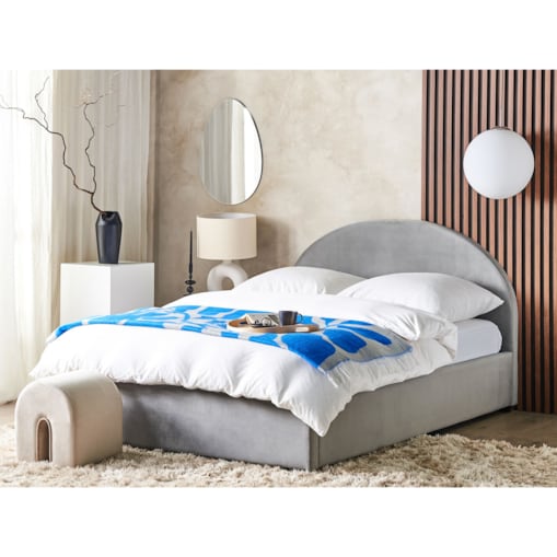 Łóżko z pojemnikiem welurowe 160 x 200 cm szare VAUCLUSE