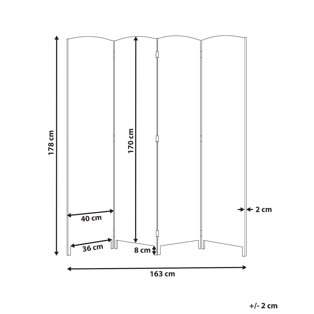 4-panelowy składany parawan pokojowy 178 x 163 cm naturalny LAPPAGO