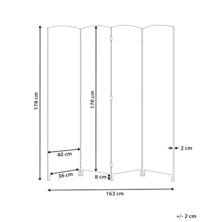 4-panelowy składany parawan pokojowy 178 x 163 cm naturalny LAPPAGO