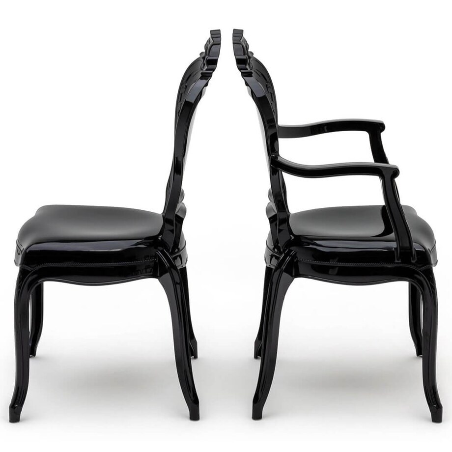 Zdobione krzesło King 666-APC.BLACK King Home eleganckie do salonu czarne