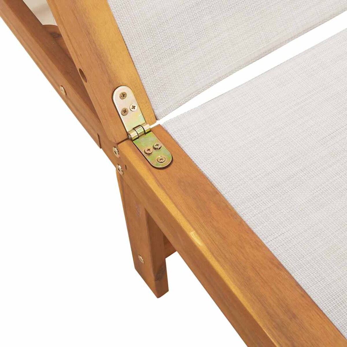 vidaXL Leżak ze stolikiem, szary, lite drewno akacjowe i textilene