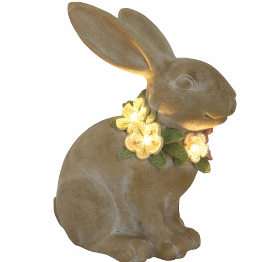 Dekoracja - ceramiczny królik z obrożą LED 29,7x25,5x14,3 cm