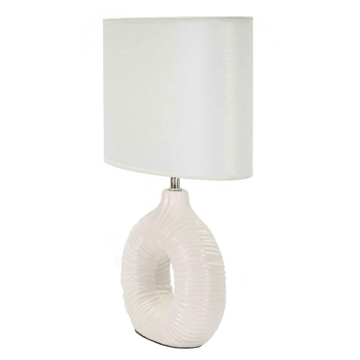 Lampa stołowa Seta, kolor biały, ceramika, żelazo i tkanina, 28,5 x 15 x 43 cm, 1 x E14, do salonu i sypialni, Mauro Ferretti