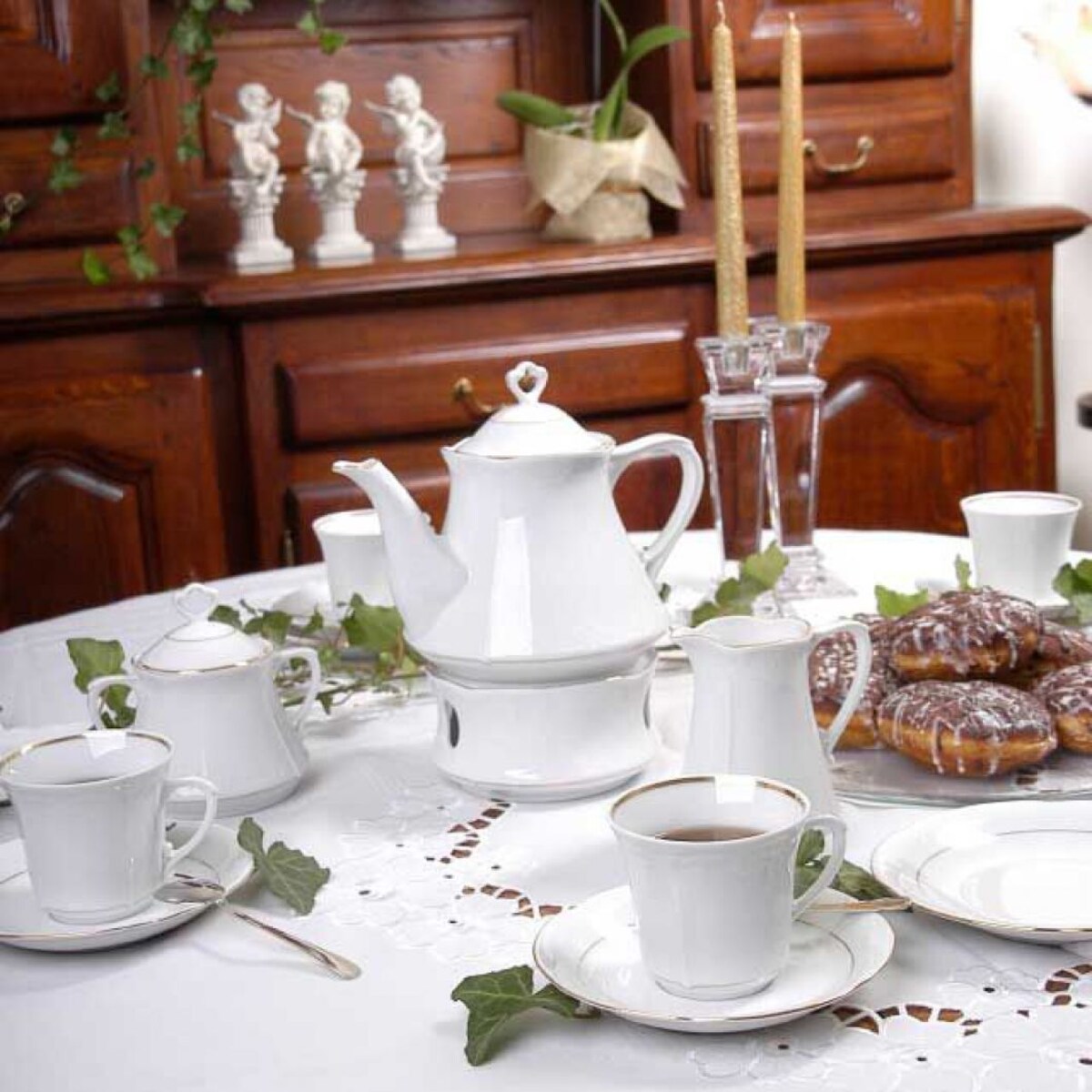 Zestaw obiadowo-kawowy dla 12 osób 110 el. Kamelia Złota Linia B014