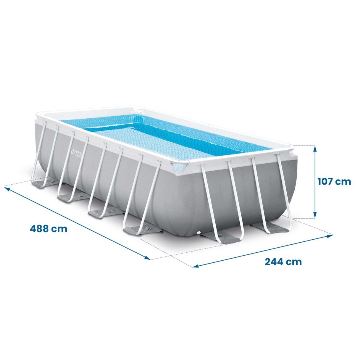 Basen ogrodowy stelażowy 488x244x107 cm INTEX zestaw 18w1