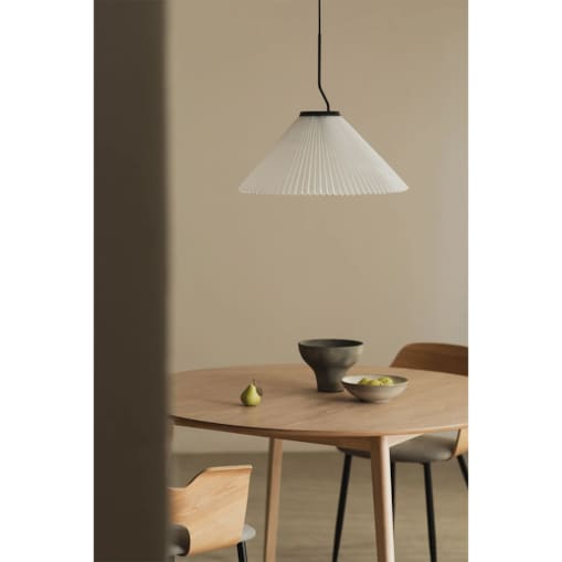 Lampa wisząca z metalu i tkaniny, biała Plisse Ø36 cm
