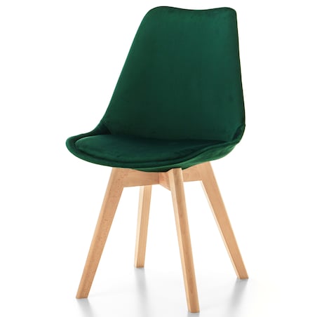 Krzesło skandynawskie z poduszką welurowe DUBLIN zielone