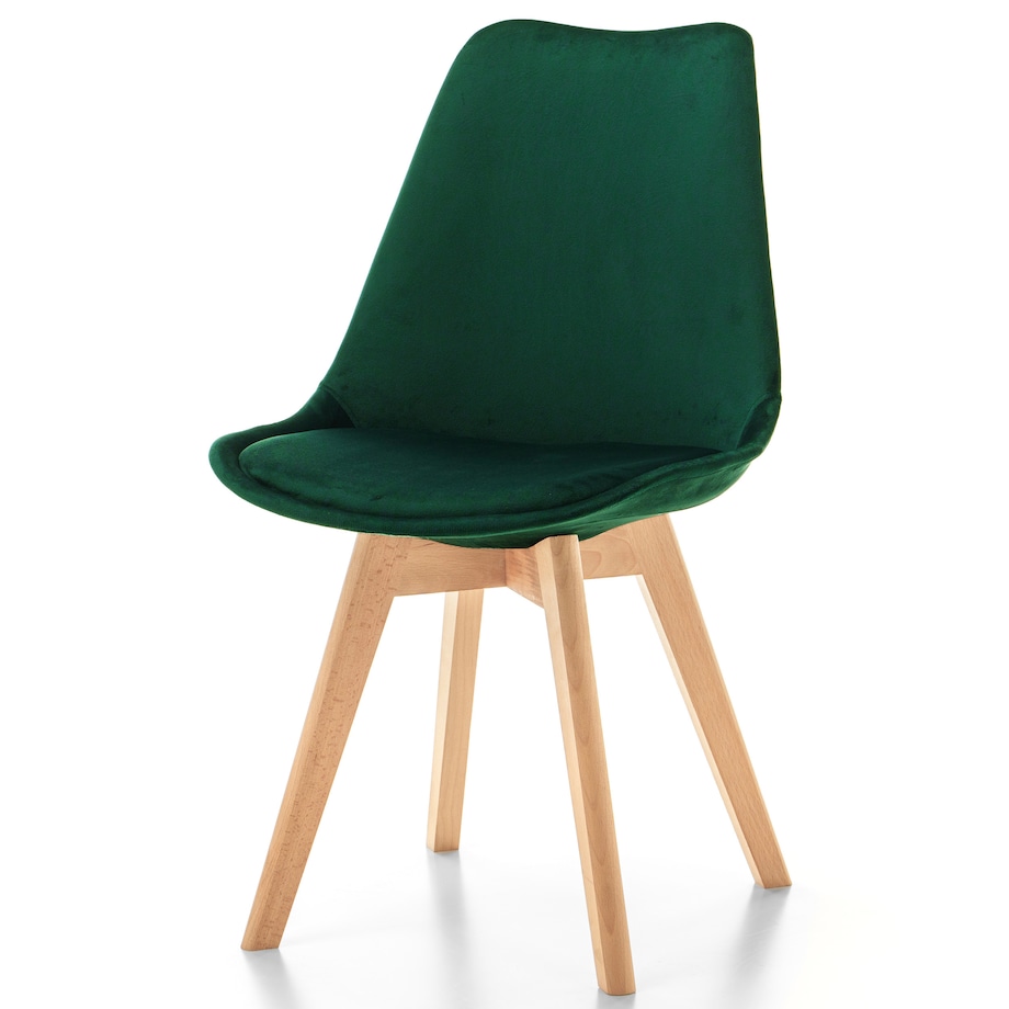Krzesło skandynawskie z poduszką welurowe DUBLIN zielone