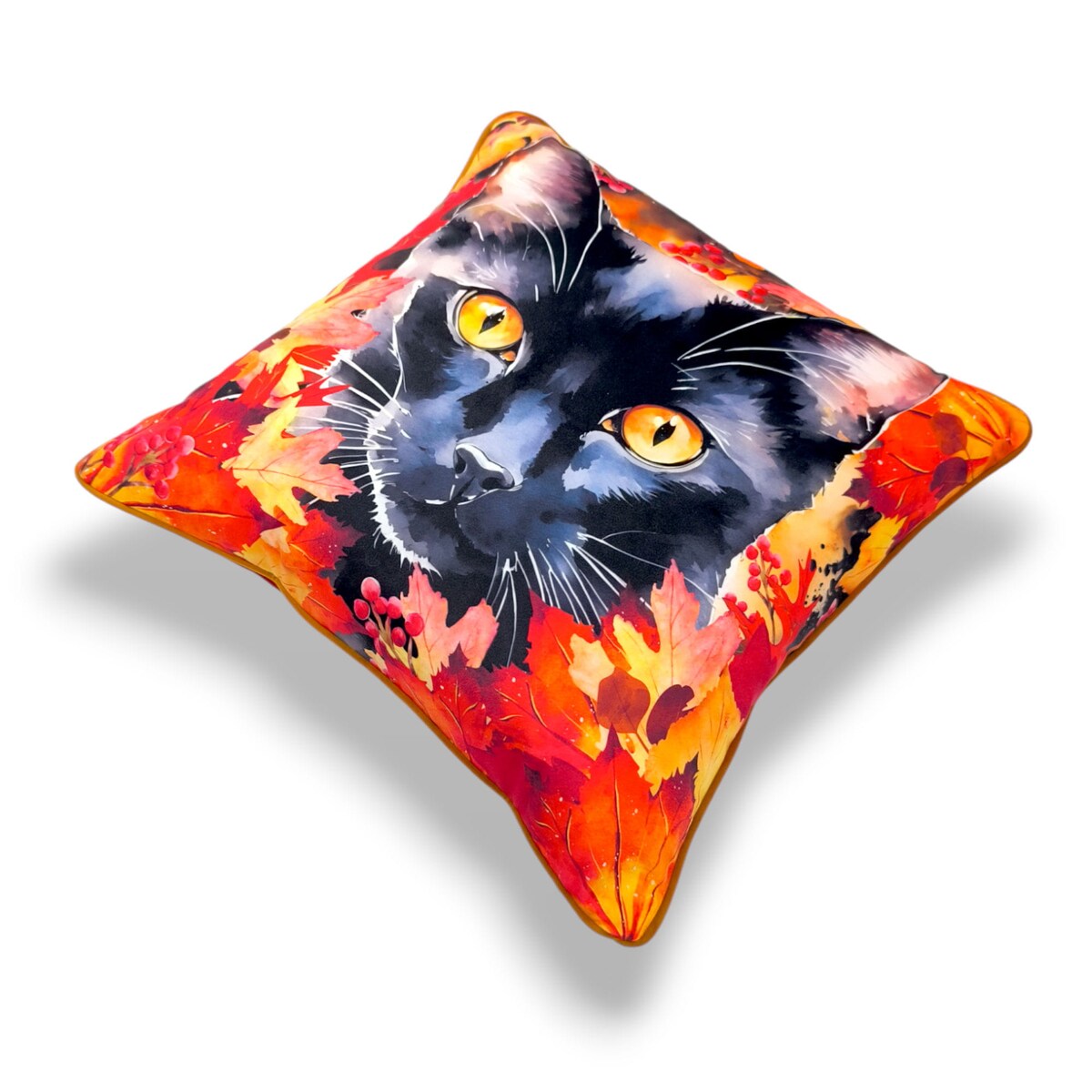 Poduszka dekoracyjna z Czarnym Kotem 40x40 Jesienne Liście