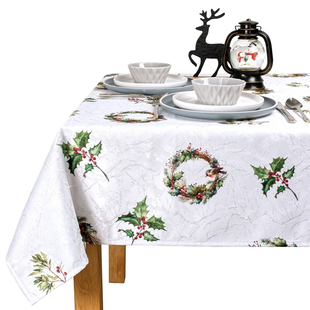 Obrus Jemioła i Wianki - 120x120 cm - wielokolorowy