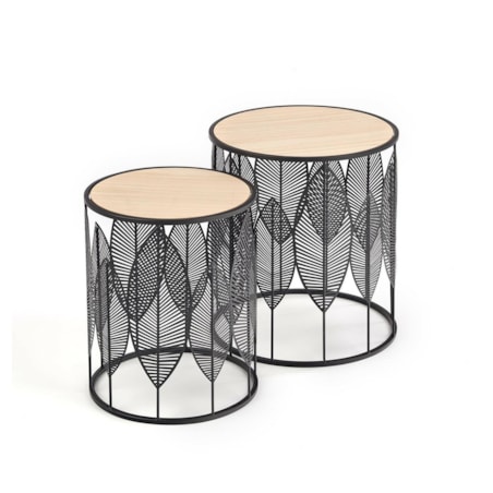 ZESTAW 2 STOLIKÓW Lifts CZARNY metalowy stelaż BLAT Z MDF