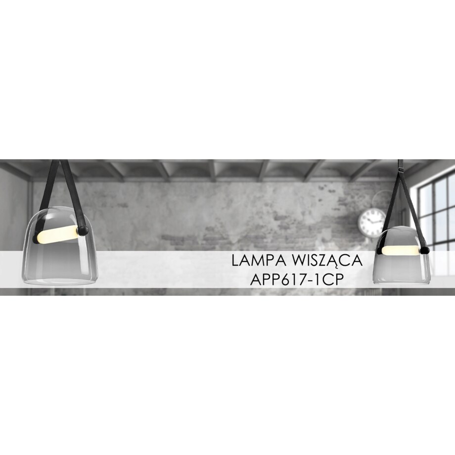 Lampa Wisząca Grey Szklana Z Paskiem Czarny Led