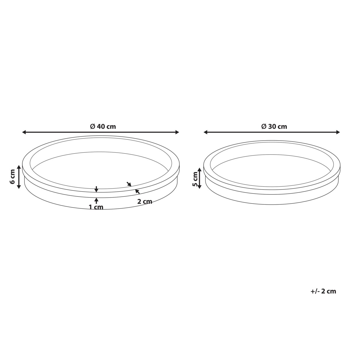 Zestaw 2 tac do serwowania MANSOURA Drewno mango Jasnobrązowy