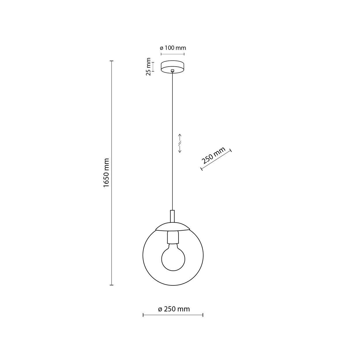 Lampa wisząca ESME transparentna szklana E27 czarna TK Lighting 3266 do salonu i kuchni
