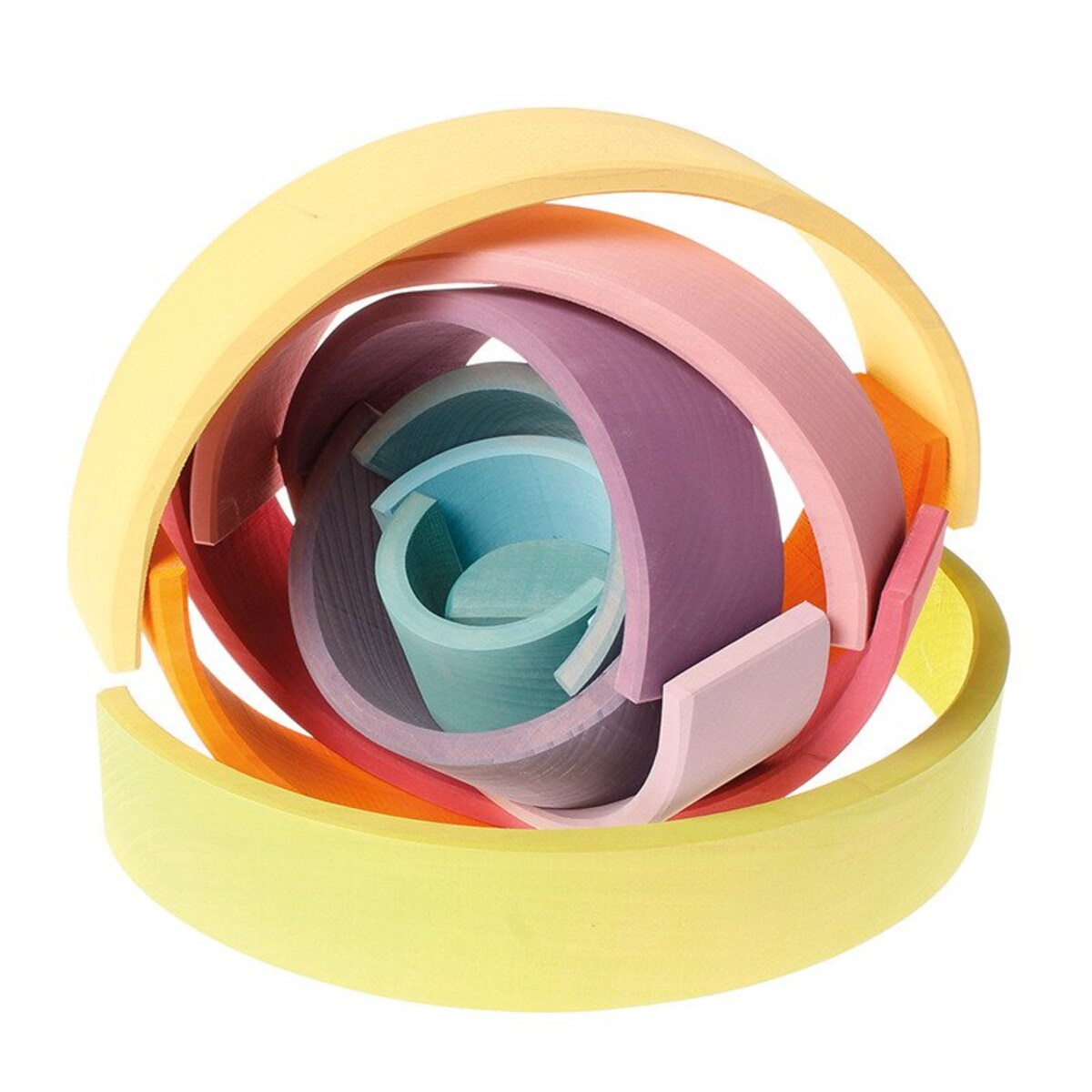 Tęcza Grimm's 12-elementowa - drewniane klocki pastelowe 3+