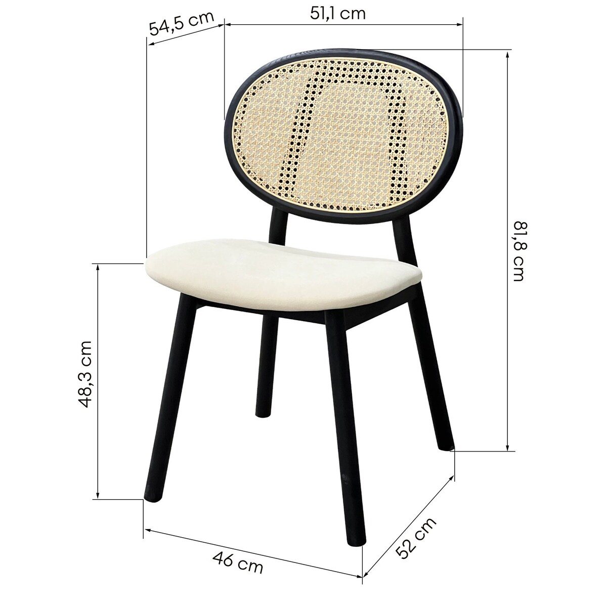 Krzesło drewniane z plecionką wiedeńską czarne
