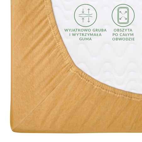 Prześcieradło jersey z gumką 180x200 kolor Musztardowy