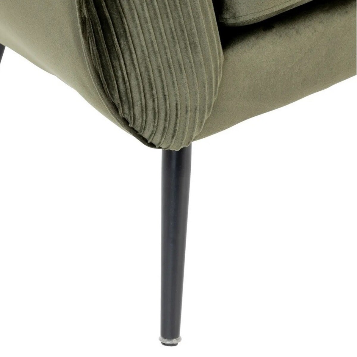 Fotel aksamitny khaki z marszczeniem