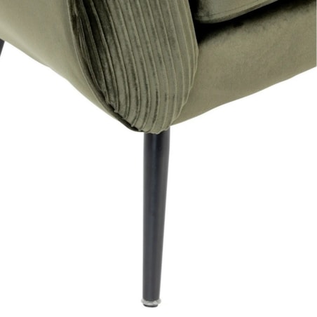 Fotel aksamitny khaki z marszczeniem