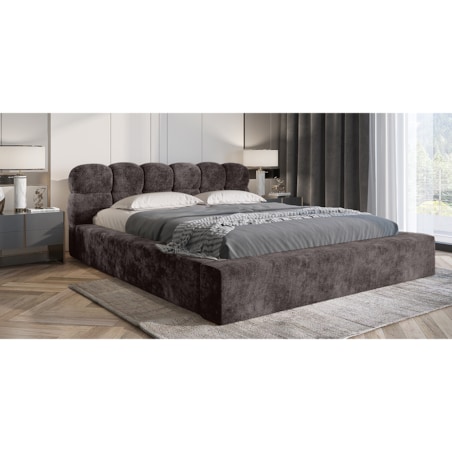 Łóżko z pojemnikiem brązowoszare 160x200 cm Boston