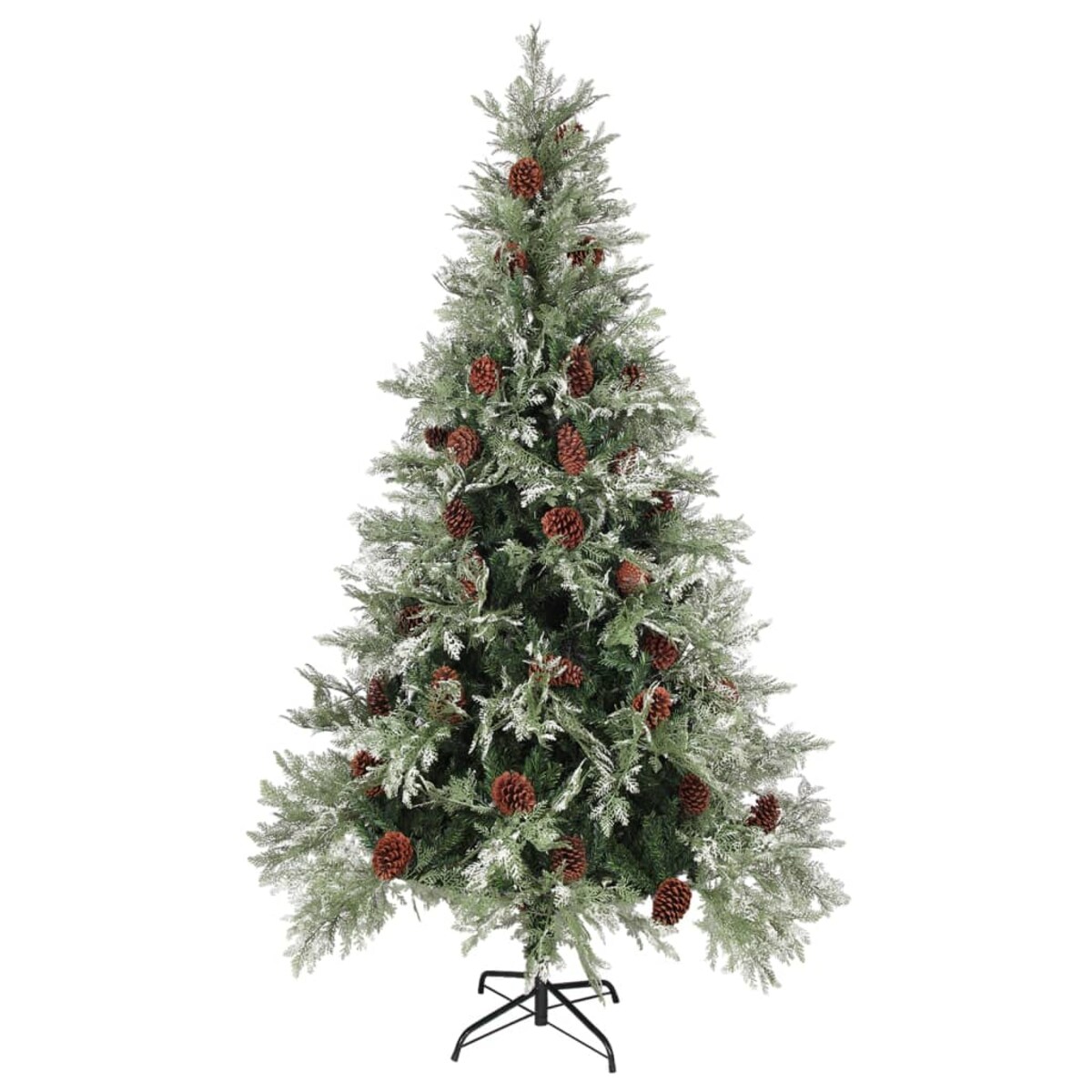 vidaXL Choinka z szyszkami, zielono-biała, 195 cm, PVC i PE