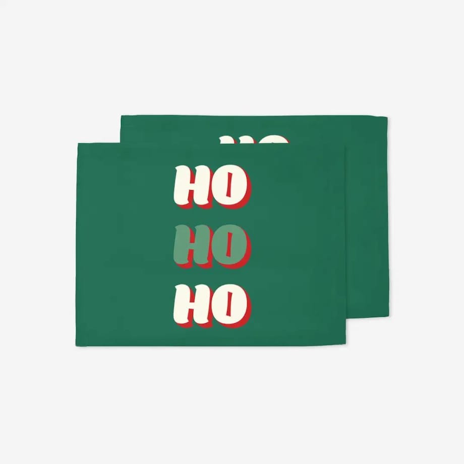 Podkładki świąteczne - HO HO HO - zielone tło