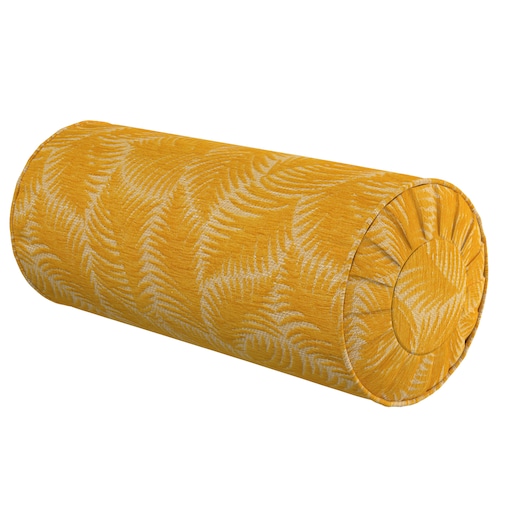 Poduszka wałek z zakładkami, miodowe liście paproci na beżowym tle, Ø20 x 50 cm, Cosy Home