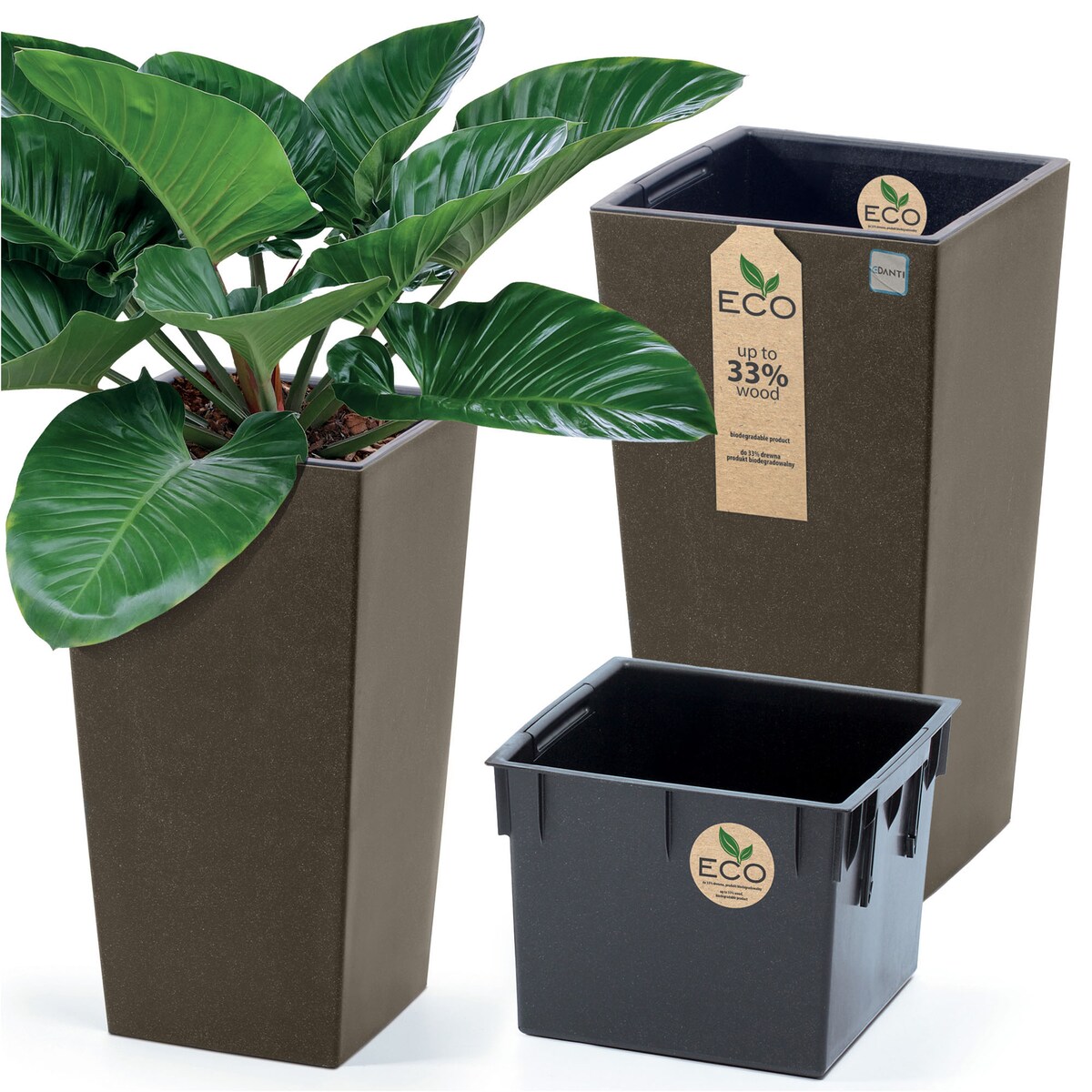 Donica Doniczka Ogrodowa 24 Cm Na Taras Do Ogrodu Domu Eco Wood Kawa