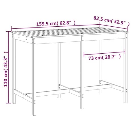 vidaXL Stół ogrodowy, 159,5x82,5x110 cm, drewno daglezjowe