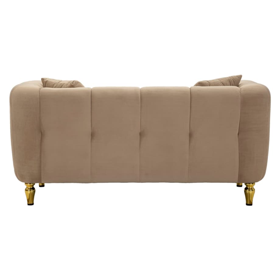 Sofa Alma, kolor szary i złoty, poliester, drewno eukaliptusowe, drewno sosnowe, sklejka i metal, 81 x 155 x 71 cm, do salonu, Mauro Ferretti