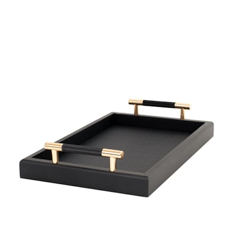 Taca dekoracyjna SHP PORTO czarna złote uchwyty