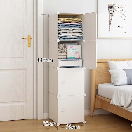 Szafa Modułowa Garderoba Ubraniowa Biała Regał Słupek Półki Pojemna