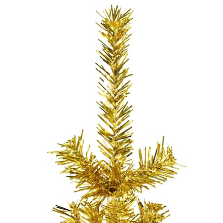 vidaXL Smukła choinka połówka ze stojakiem, sztuczna, złota, 150 cm