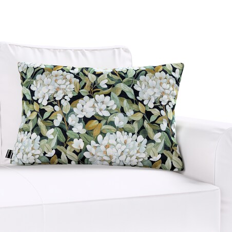 Poszewka Kinga na poduszkę prostokątną 47x28 jasne kwiaty na czarnym tle