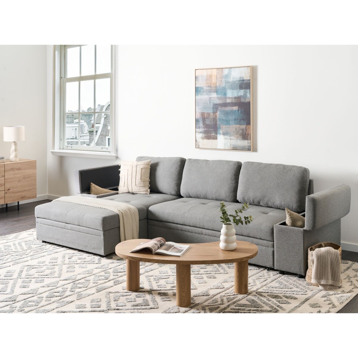 Sofa narożna prawostronna HRISEY Szary Prawostronny