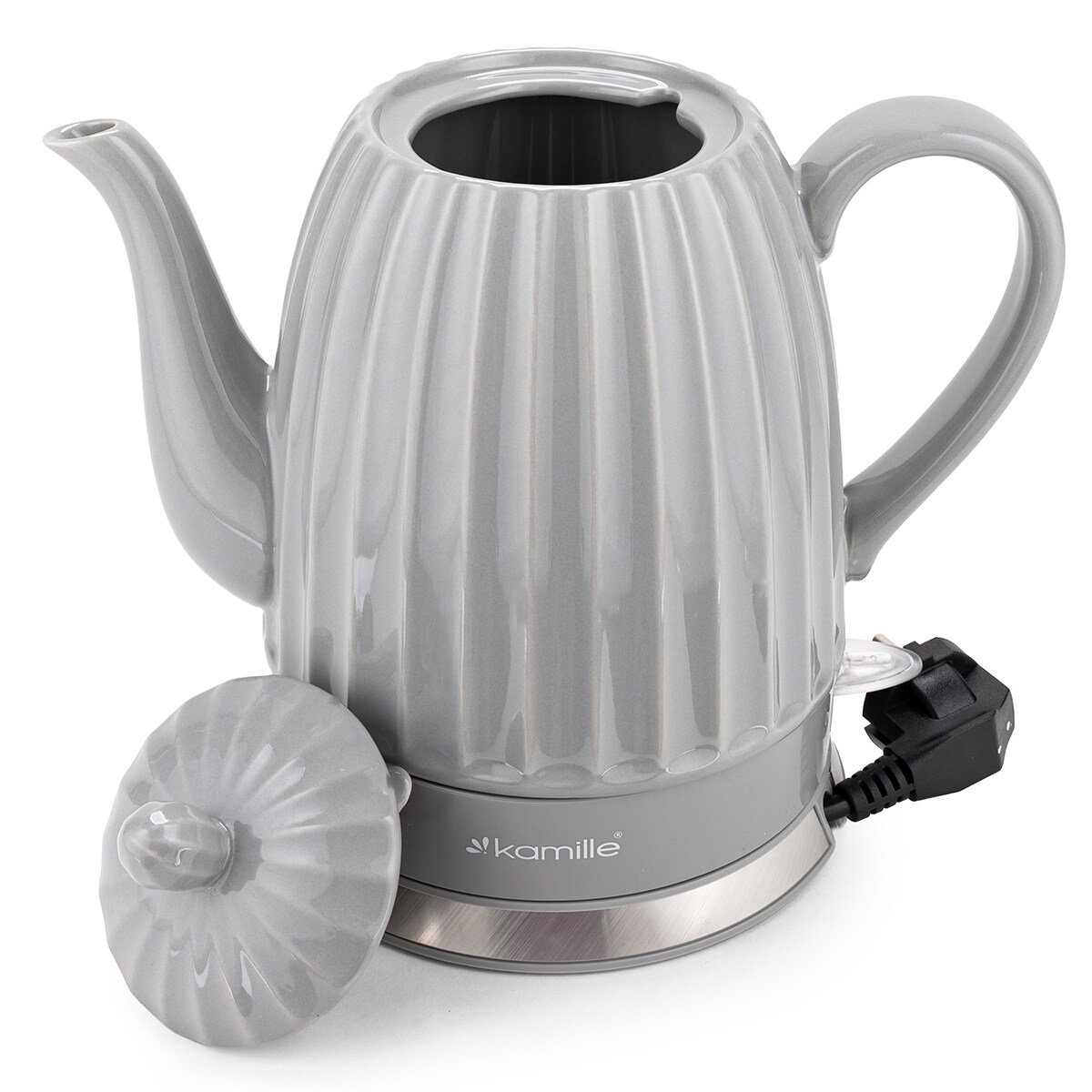 Czajnik elektryczny bezprzewodowy ceramiczny 1.5L szary KAMILLE