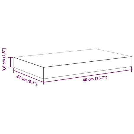 vidaXL Półka ścienna, szara, wysoki połysk, 40 x 23 x 3,8 cm, MDF