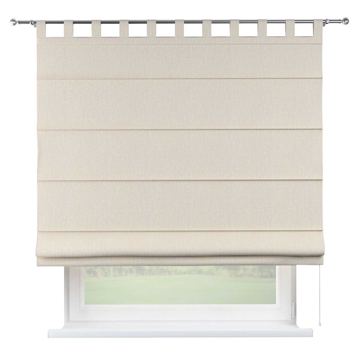 Roleta rzymska Verona, połyskujące geometryczne wzory na tle w kolorze ecru, Imperia Premium